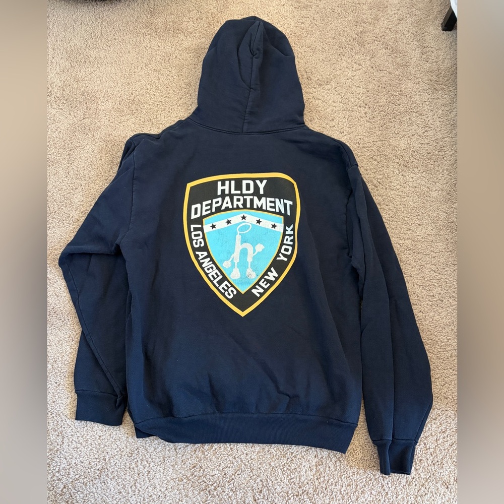 Holiday Navy Blue Streetwear Hoodie with Police Logo - Picture 3 of 3